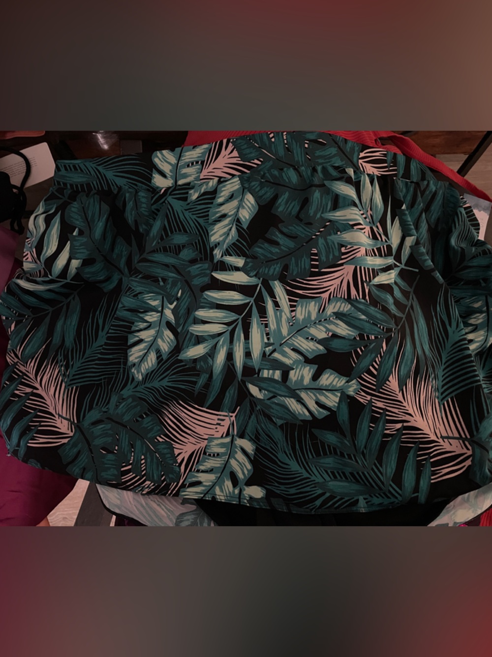 Tropical Leaf Print Women’s Bikini Bottom - Pink & Teal